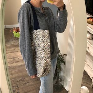 Navy Floral Canvas Tote Bag NWOT